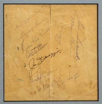 1939 New York Yankees Partial Team Signed Album Page with Lou Gehrig and Joe DiMaggio: Possibly signed The Day Gehrigs Streak Ended